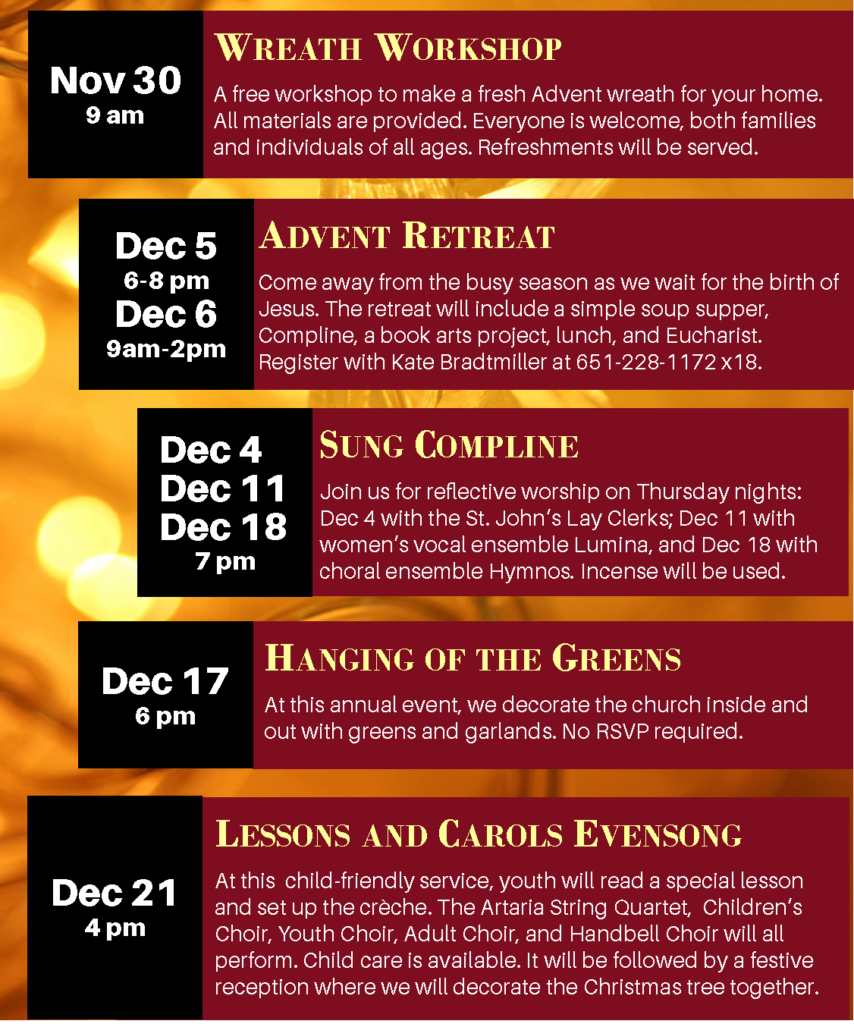 Advent Events St. John's Church