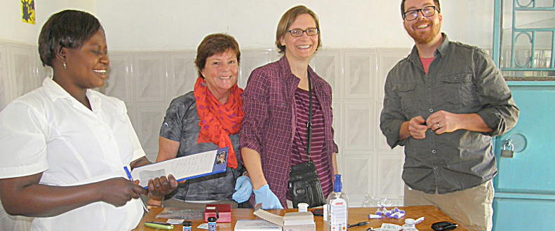 one nurse and three church members in a clinic